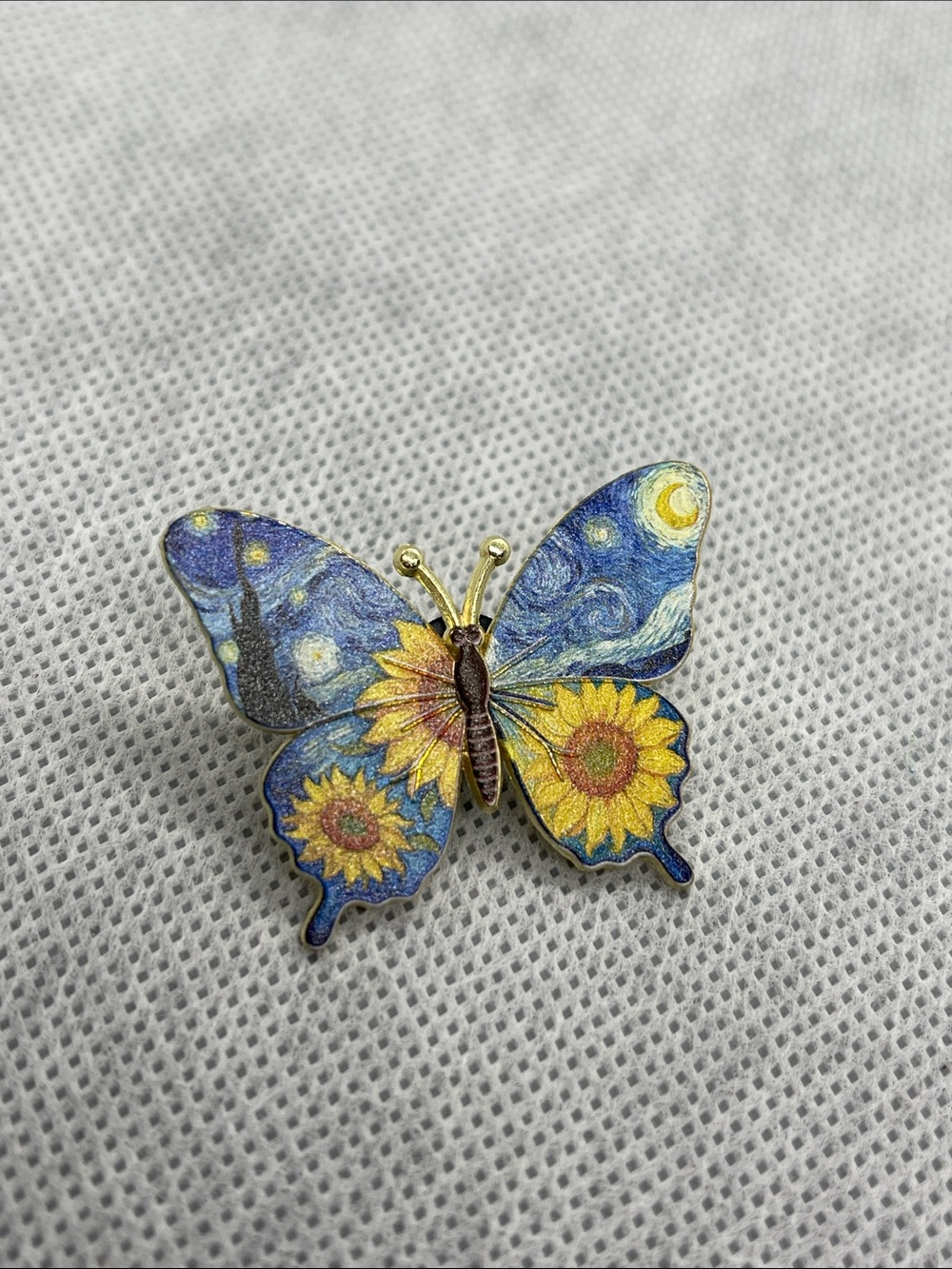 Van Gogh Sunflower Night Butterfly brooch